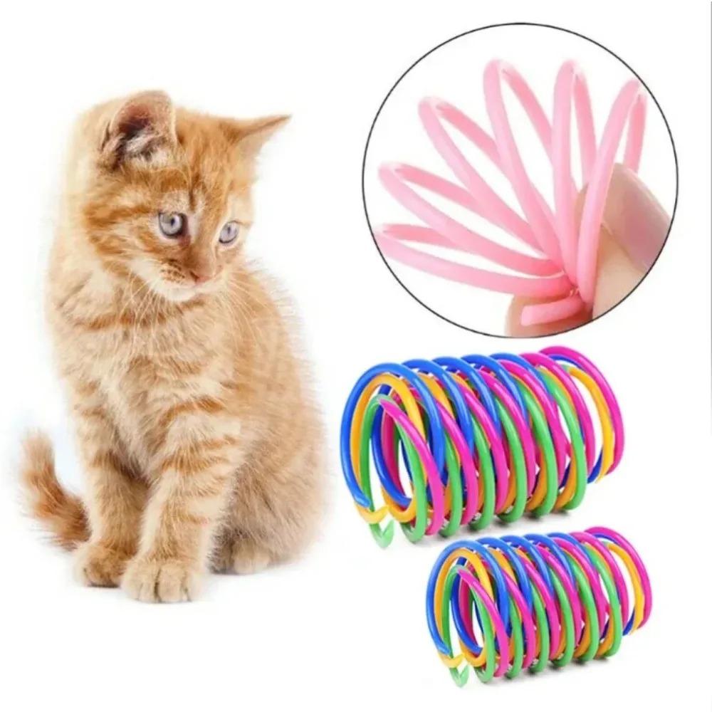 Interactive Spiral Spring Cat Toys Colorful Coil Springs Durable Pet Kitten Toys for Chewing Playing