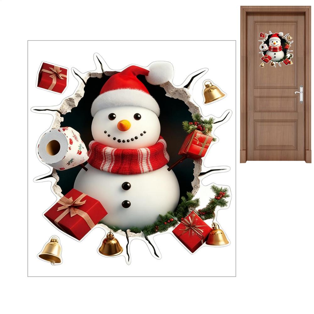Christmas Wall Stickers Removable Santa Removable Cute Cartoon Home Decor Christmas Floor Stickers For Winter School Class Room