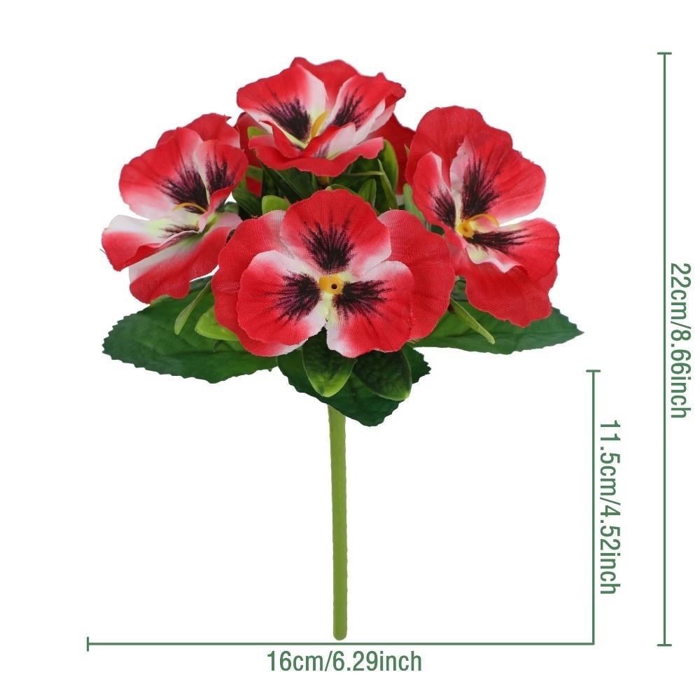

Dyed Edged Artificial Pansy Flowers Silk Cloth Flower Bouquet Home Decoration Valentine s Day Gift 01-Red & White