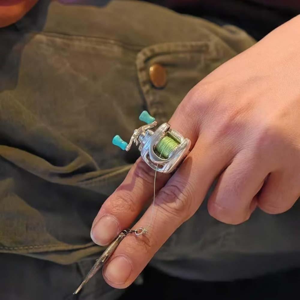 Collarbone Chain Luxury Fishing Reel Necklace Detachable Rotatable Fishing Reel Ring High-end Silver Men Neck Pendant Daily