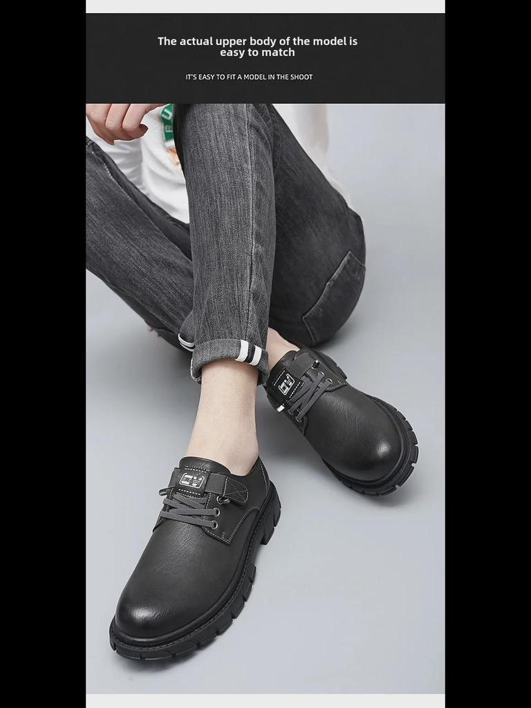 Męskie skórzane wsuwane buty do pracy i na co dzień z ochroną palców