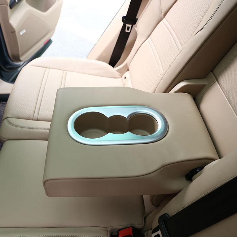 Für Porsche Cayenne 2018-2023 ABS Carbon Fiber/Silber Auto Rücksitz Wasser Tasse Halter Abdeckung Trim Aufkleber Auto