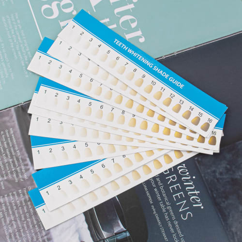 Framendino 20-Pack Teeth Whitening Shade Guide Papers, Teeth Bleaching Chart for Home Oral Care