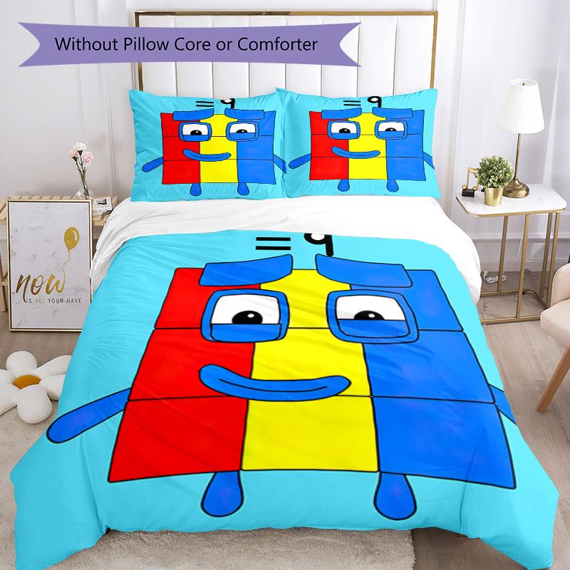 Set Biancheria da Letto Numberblocks Copripiumino Traspirante con Federe Biancheria da Letto Decorativa per Camera da Letto Decorazione per la Casa Regalo di Compleanno