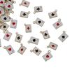 Gold Enamel Pendants Heart Shape Block Poker Card Charms  DIY Jewelry Making