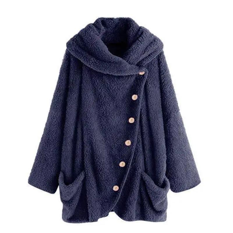 Women's Coat Autumn Winter Turn Down Collar Coat Women Oversized Warm Teddy Bear Jacket Lady Plush Coat Cardigan Jacket
