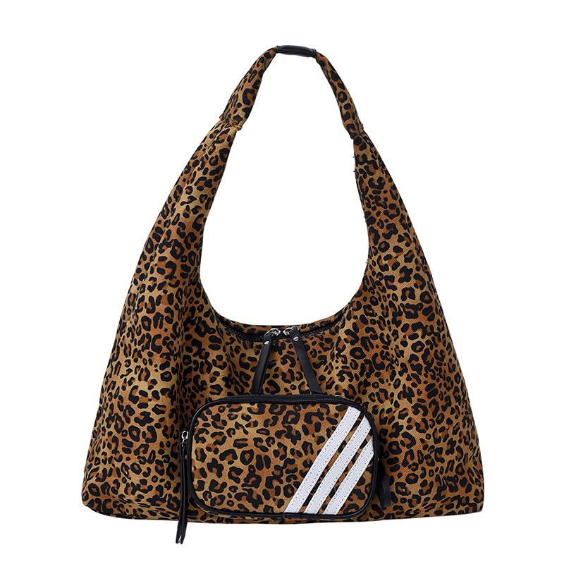 Leopard Print Bag Women's Large Capacity 2025 New Summer Leisure Shoulder Mother and Child Bag Versatile Work Commuter Tote Bag