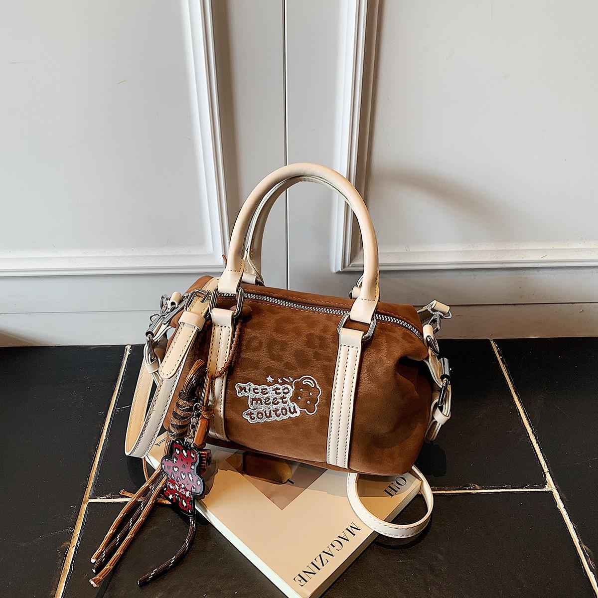 

Сумка кроссбоди Бостон с леопардовым принтом - Милый, Повседневный, Универсальный Осенне-зимний Модный Тренд Bag Only коричневый