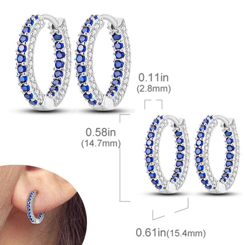 Original 925 Silver Hoops Earrings Zircon Pave Colourful Hoop Earrings For Women Fashion Jewelry Gift