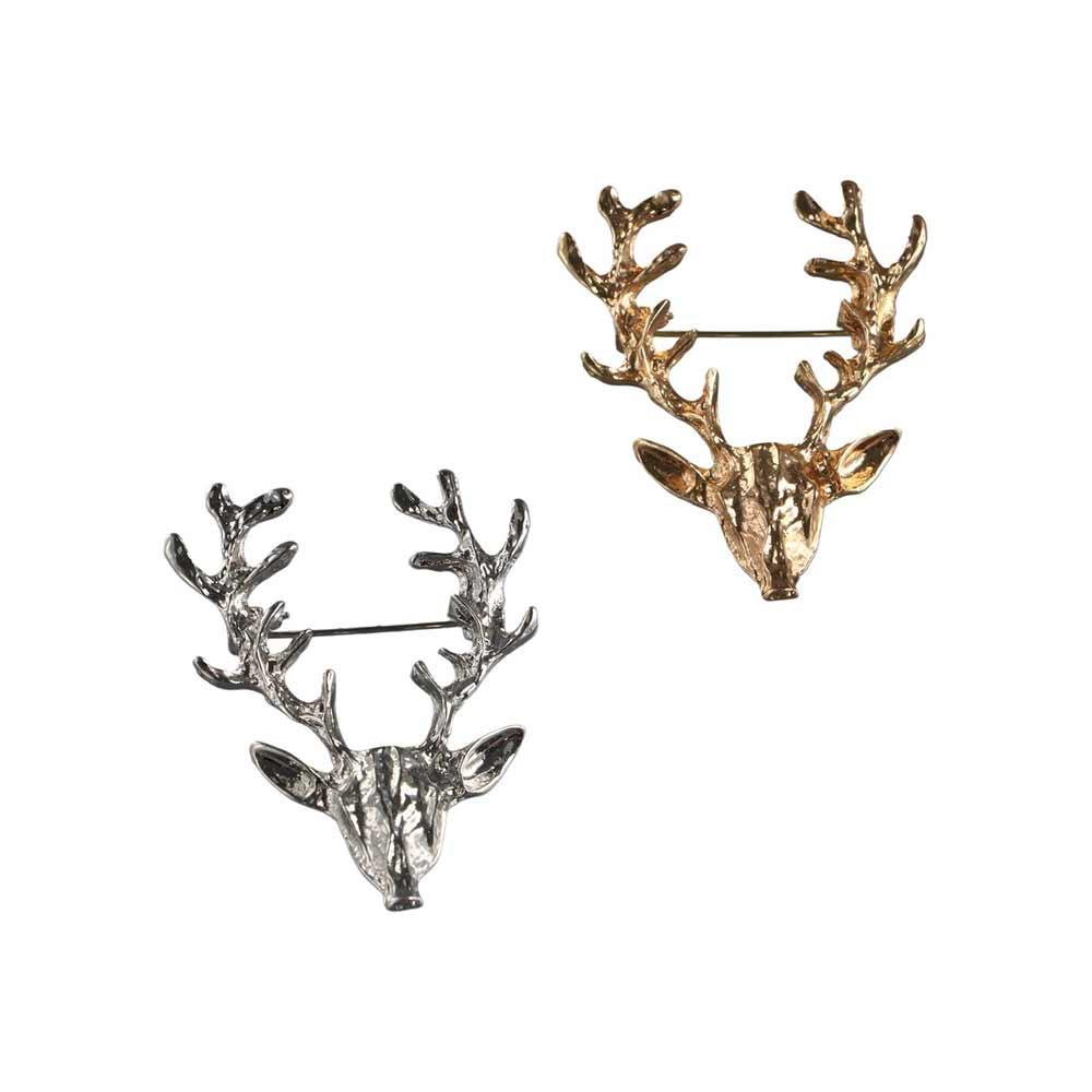 Lapel Pin Elk Head Brooch Zinc Zinc Alloy Deer Metal Brooch Personality Christmas Badge  Boys