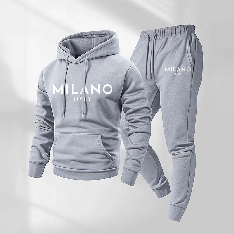 Herren Übergröße Lässiges Sportswear Set Kapuzenpullover Langarm Oberteil Lang Hosen Herbst Übergröße Amerikanischer Stil