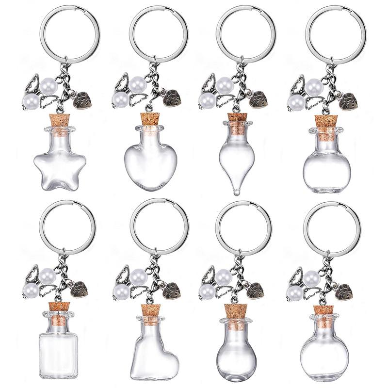 Chaveiro de Garrafa Vazia de Vidro Pingente Transparente Frascos de Óleos Essenciais Perfume Mini Garrafa dos Desejos Chaveiro Para Artesanato DIY