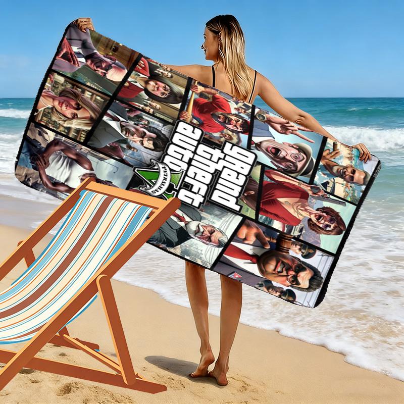 Vibes Vice City beach towel Outdoor camping soft Absorbent bath towel quick-drying swim towel Outdoor pool towel Comfort beach towel printing