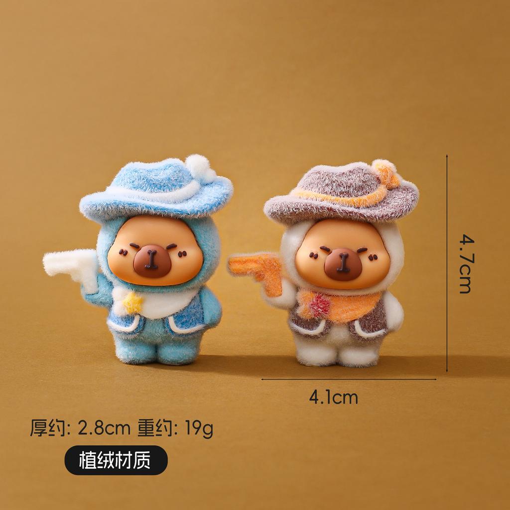 9pcsSet Capybara Figure Toy Kapibare Figurine Cowboy Gunman Desktop Decoration Model Ornaments Toys Boys Girls Christmas Gifts