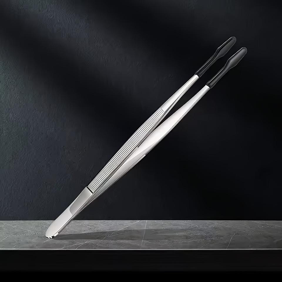 

Hypoallergenic Stainless Steel Tweezers with Silicone Tips for Eyebrow Grooming and Eyelash Application, Precision Flat Tip, 1pc чорний