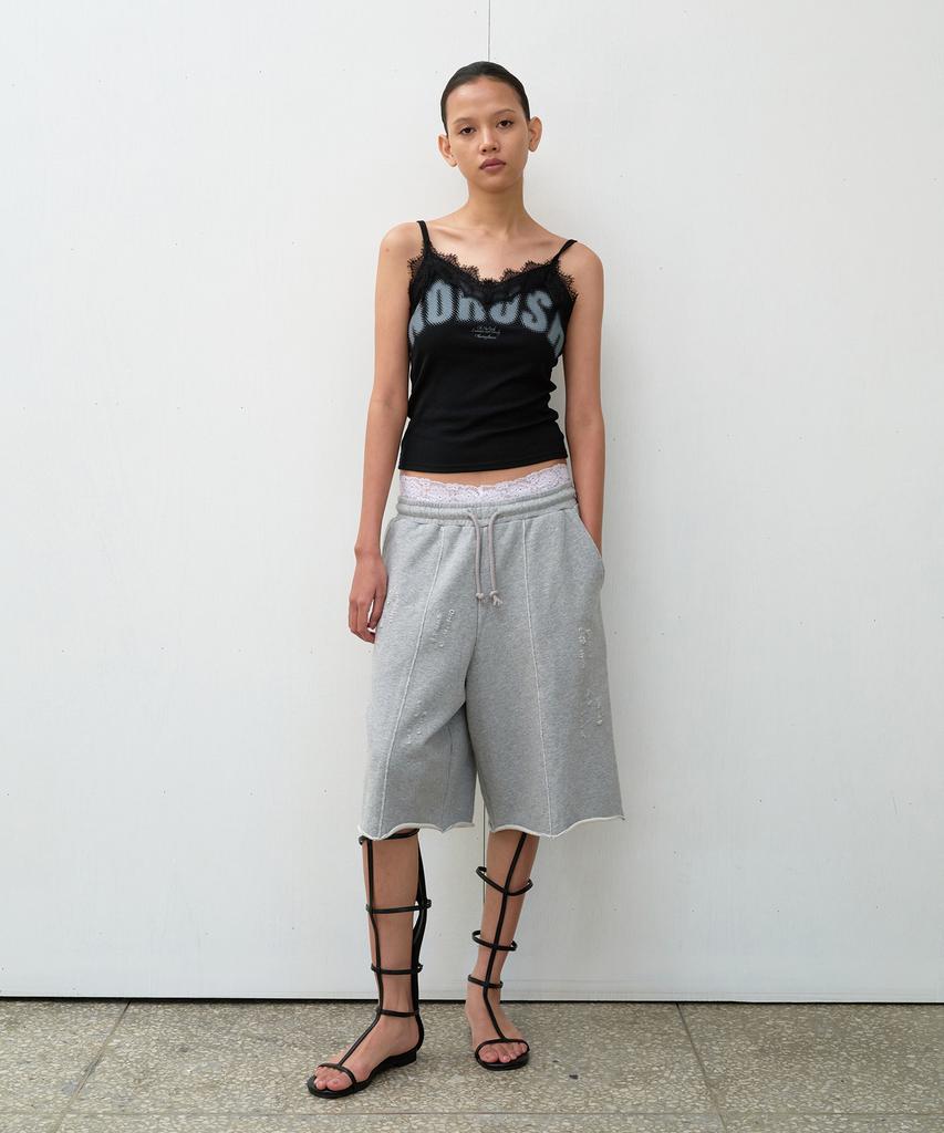 THEVINYLHOUSE Cut-Off Damage Shorts Gray