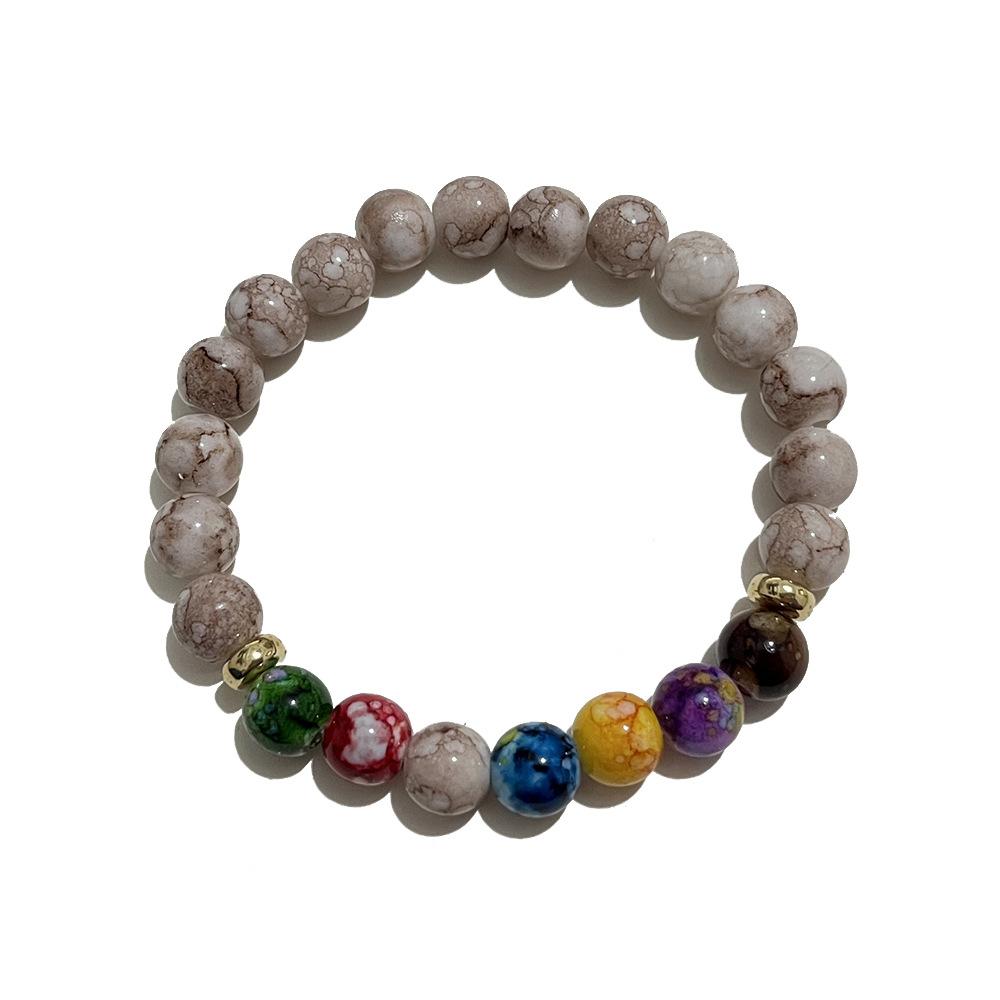 

Новый мужской и женский браслет ручной работы из натурального камня тигрового глаза, расшитый бисером, красочный браслет из натурального вулканического камня, браслет.