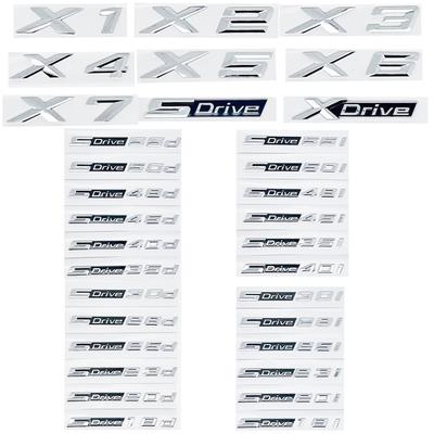 Pegatina Emblema de Coche 3D ABS Plateado Brillante para X1/X2/X3/X4/X5/X6/X7/GT - Apto sDrive18i/20i/23i/25i/28i/30i/35i/40i/45i/50i/55i