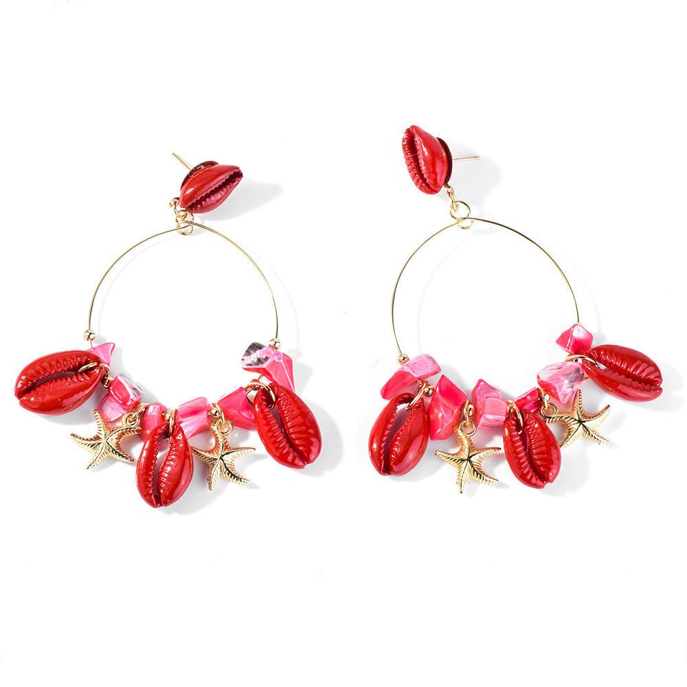 Trendy Summer 2021 Simple Teardrop Shell Earrings For Women In Multicolor