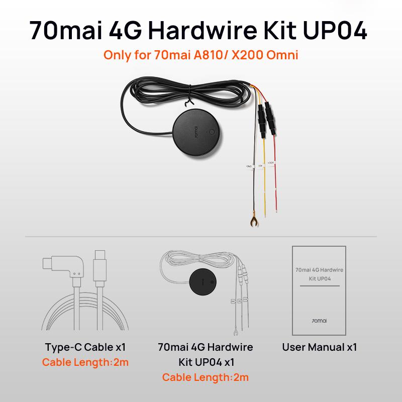 70mai 4G Hardwire Kit UP04 for 70mai T800 A810S A810 A510 X800 X200 4G LTE Module Remote Control Live Streaming 70mai UP04