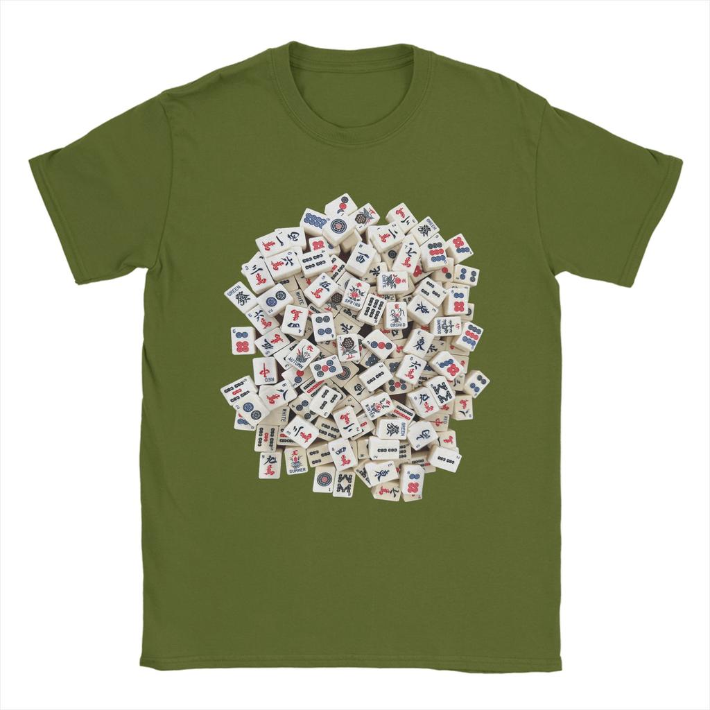 Streetwear T-Shirt Mah Jong Tiles Mah Jongg Mahjong Game Cotton T-Shirts Novelty Tee Shirt for Men Summer Y2K Short Sleeve Tops