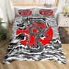 Japanese Ukiyoe Bedding Set White Fox Blossoms Floral Duvet Cover Polyester Galaxy Exotic Animal Comforter Cover Twin Queen Size