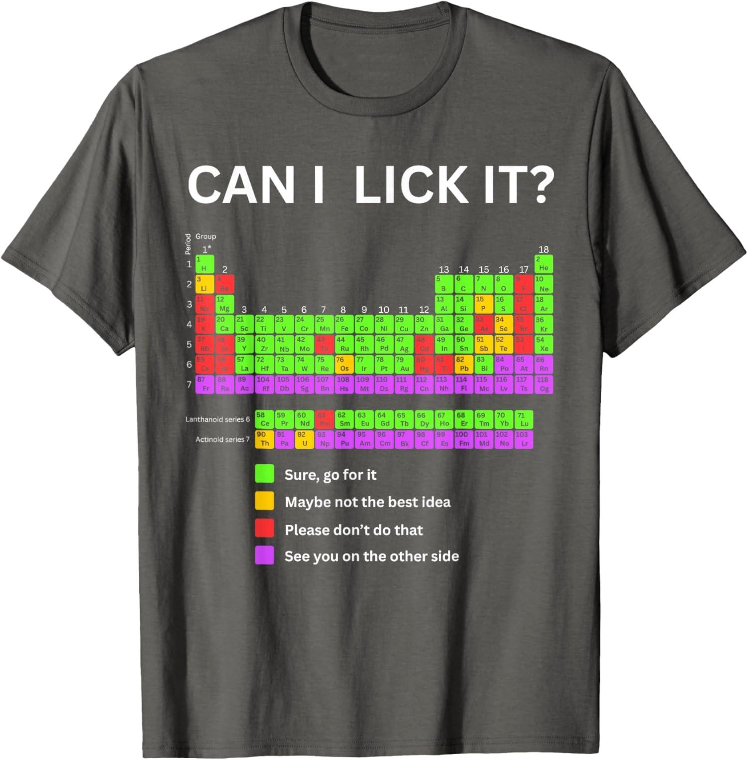 

Can I Lick It Periodic Table Student Teacher School TShirt Woman Man Summer Fashion Casual Cotton Graphic T Shirts Streetwear S