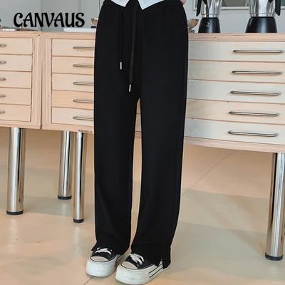Women's Plus Size Wide Leg Drawstring Pants Autumn Draped Straight Casual Pants