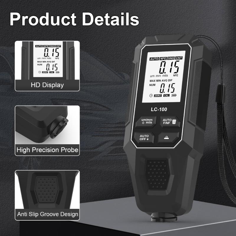Car Coating Thickness Gauges Car Paint Film Thickness Tester Measuring Tool 0-2000UM for Used Car Buyer
