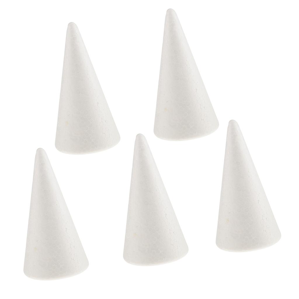 MagiDeal 5 Pieces Polystyrene Foam Unfinished Blank Christmas Tree Cone Shape Styrofoam Foam for Modeling Craft Projects 150 mm