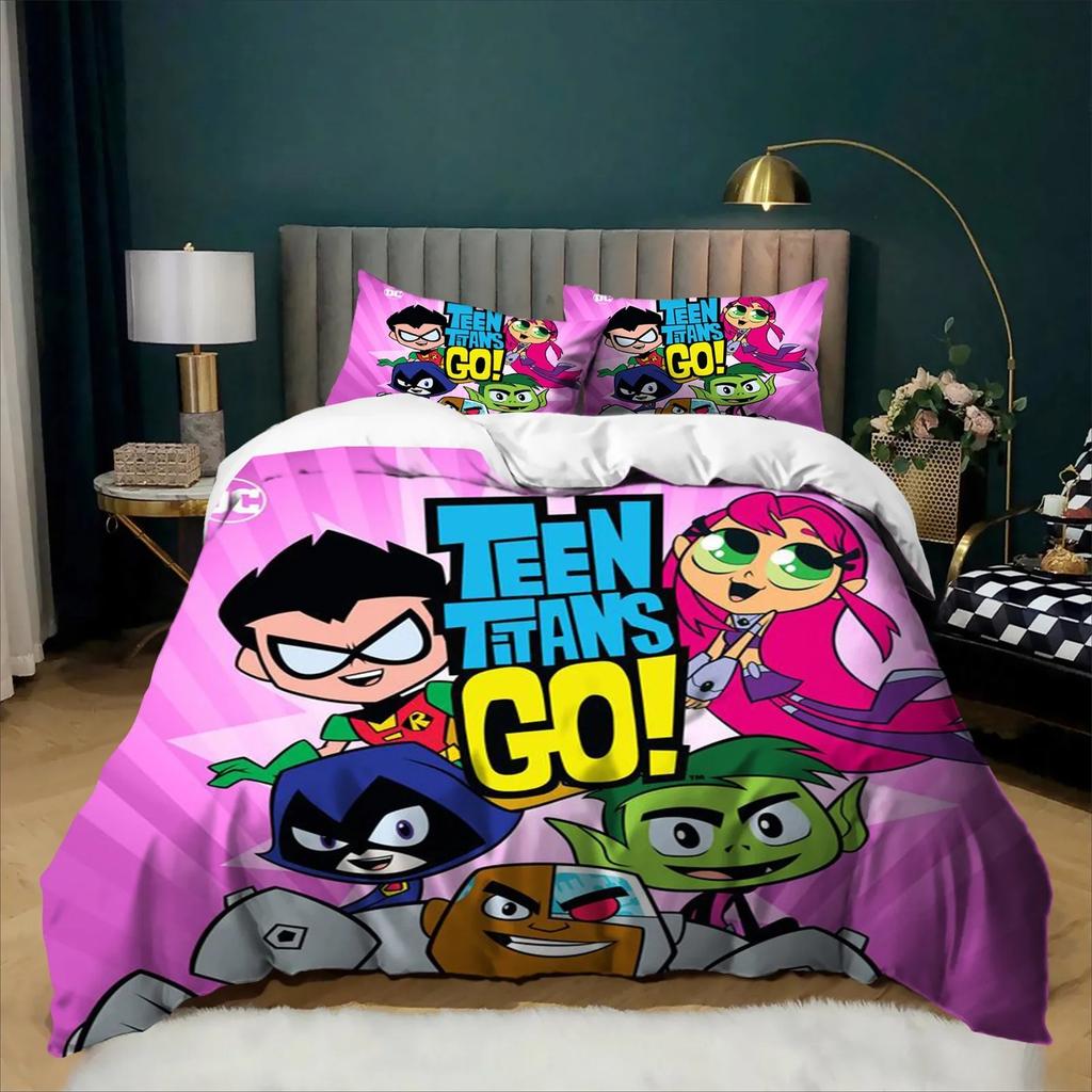 Exquisite 3D Print Teen -Titans Go Teenagers Bedding Set Duvet Cover Pillowcase Kids Boy Girl 3piece Set Home Textile