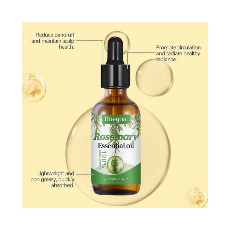 Hoegoa Rosemary Hair Oil Hair Nourishing Scalp Treatment, Smooth Hydrating Hair Oil