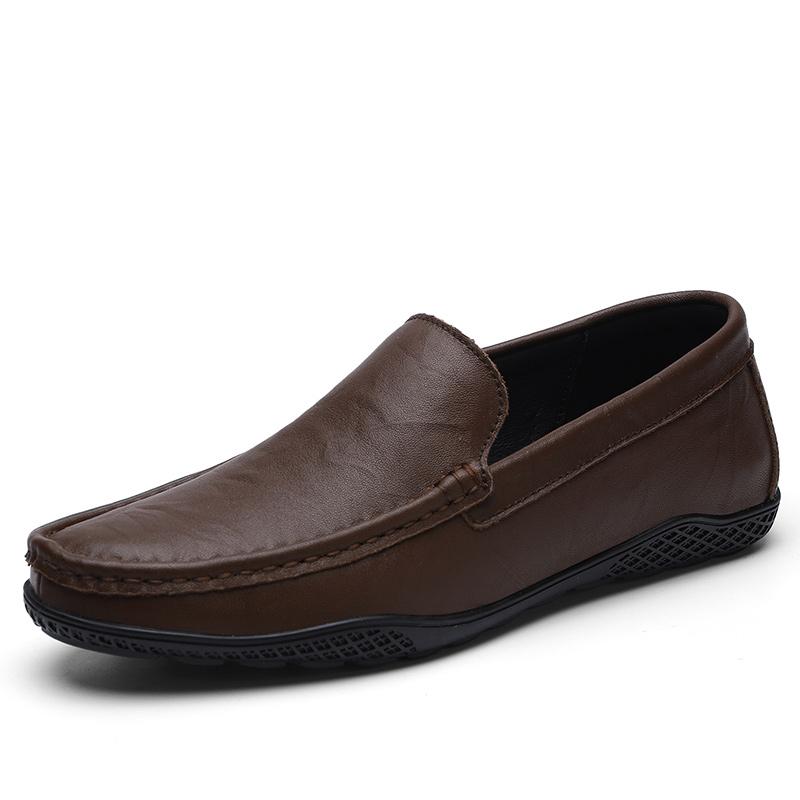 

2025 Leather Loafers Men Casual Shoes Classic Man Moccasins Luxury Designer Flats Slip on Black Mens Driving Shoes 38 коричневый
