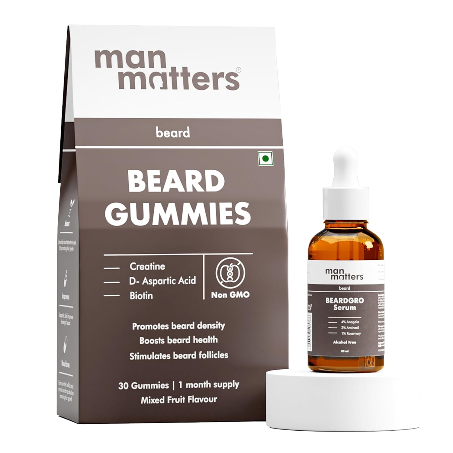 

Man Matters BeardGro Oil-In-Serum 30ml With Beard Gummies 30N | Biotin & Vitamins | Nourishes Beard And Promotes Thicker Growth