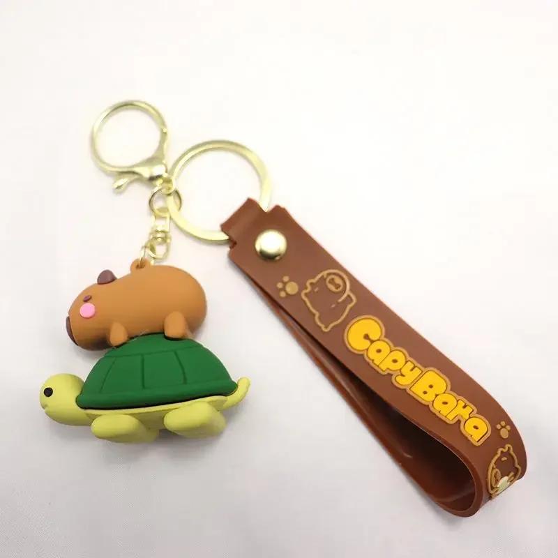 1PC Cartoon Capybara Plush Keychain Kawaii Backpack PVC Pendant Decoration Keyring Accessories Anime Lover Gifts