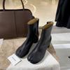 Sheepskin Version~ Autumn and Winter New Split-toed Boots Pig's Trotters Chelsea Boots Women's Leather Versatile Martin Boots High-heeled Short Boots