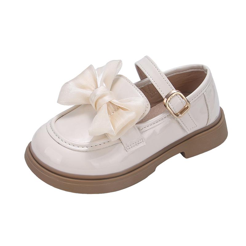 

Girls Leather Shoes for Party Wedding Soft Sole Children Princess Shoes with Bow-knot Lightweight Fashion Kids Performance Shoes 26 бежевый