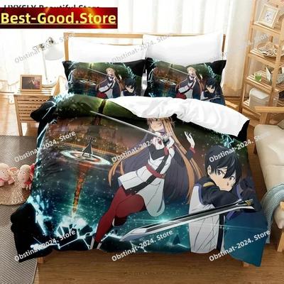 Sword Art Online Bedding Set Printed Single Comforter Quilt Bed Cover Duvet Cover Pillow Case 3 Pieces Sets Kids Adult Size