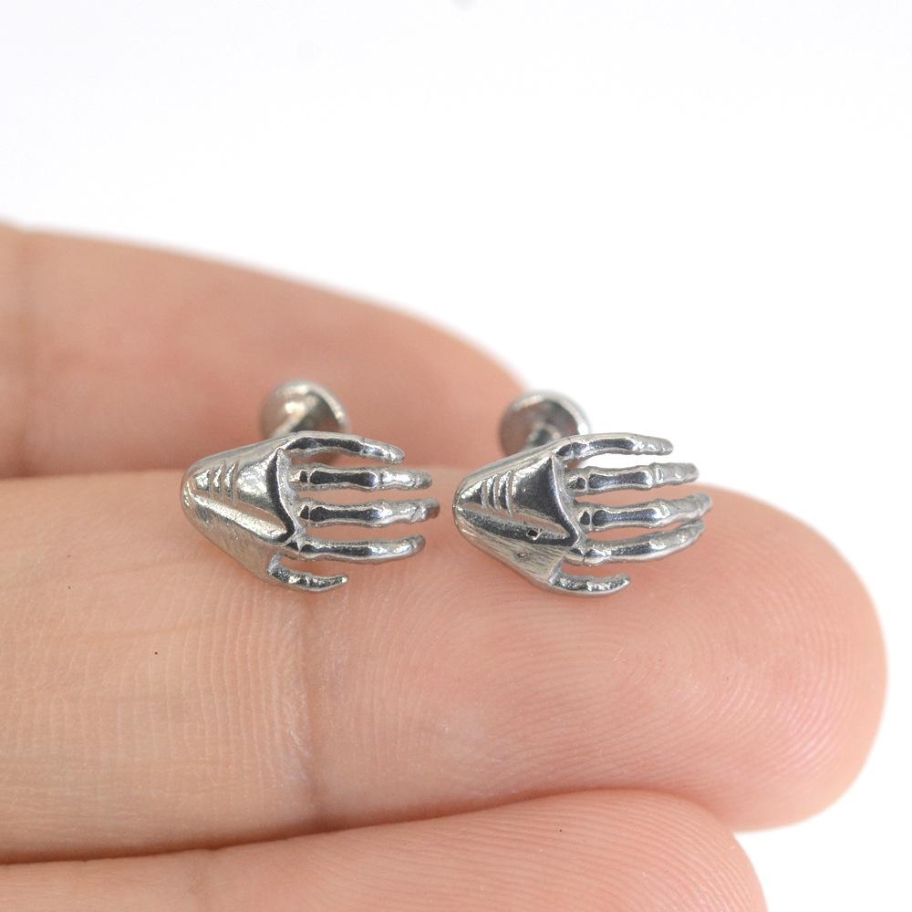 316L Stainless Steel Gothic Skull Claw Cartilage Piercing Stud