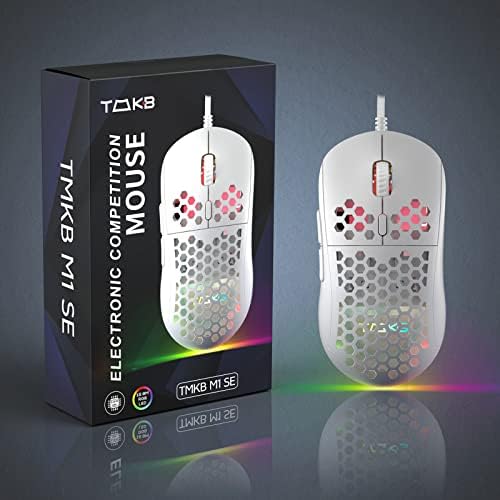 DIERYA M1SE Gaming Mouse Wired Quiet 75g Ultra Light RGB Backlight 16000 Degrees Adjustable DPI Programmable Ergonomic Design for Windows PC Gamers