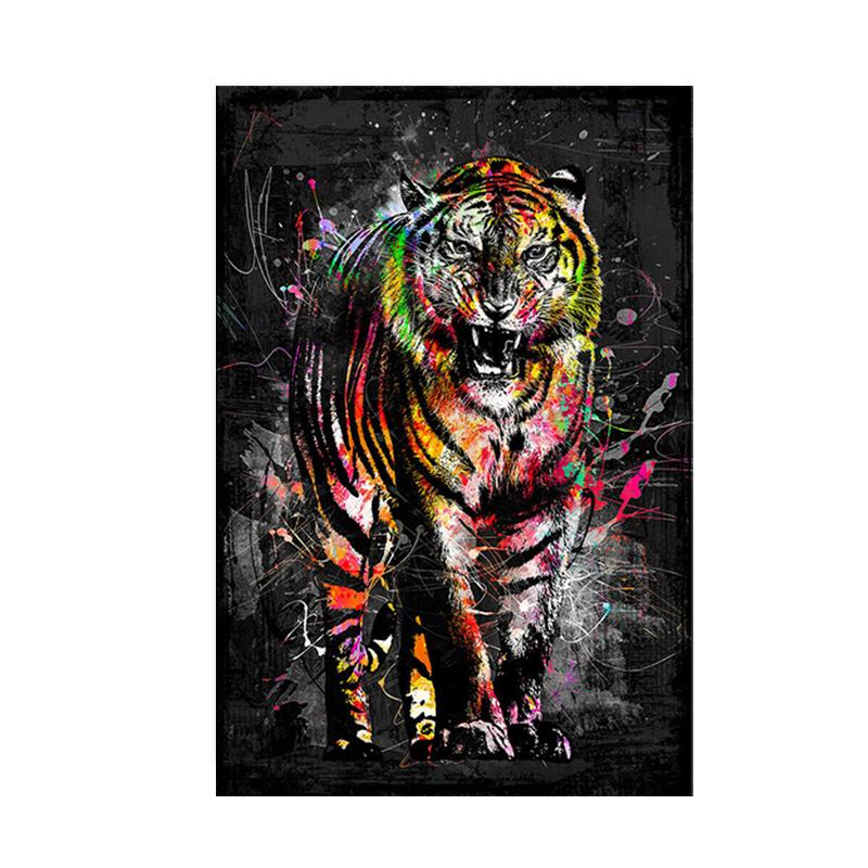 Abstract Colorful Animals Lions Oil Paintings On Canvas  Modern Posters and Prints Wall Art Pictures for Living Room Home Decor