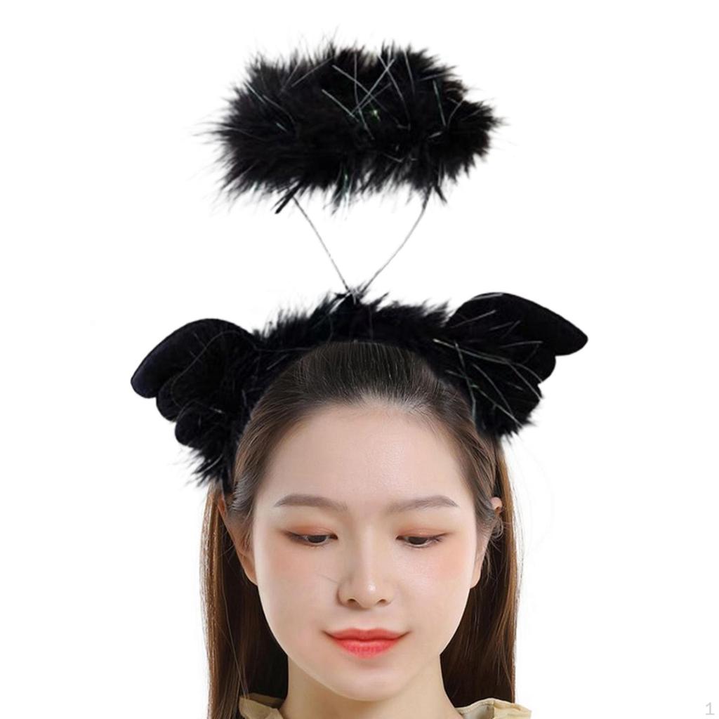 Angel Headband Hair Band Cute Headdress Devil Cosplay Headwear Feather for Photo Props