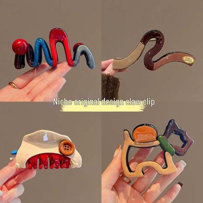 2025 Women's High-End Color Block Hair Claw Clip