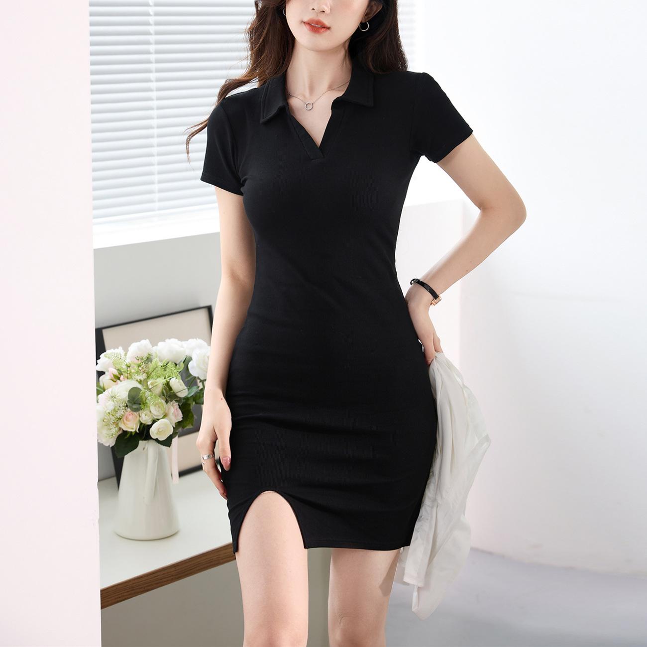 

Платье-поло с воротником-поло для женщин, летняя новая облегающая талию сексуальная короткая юбка M