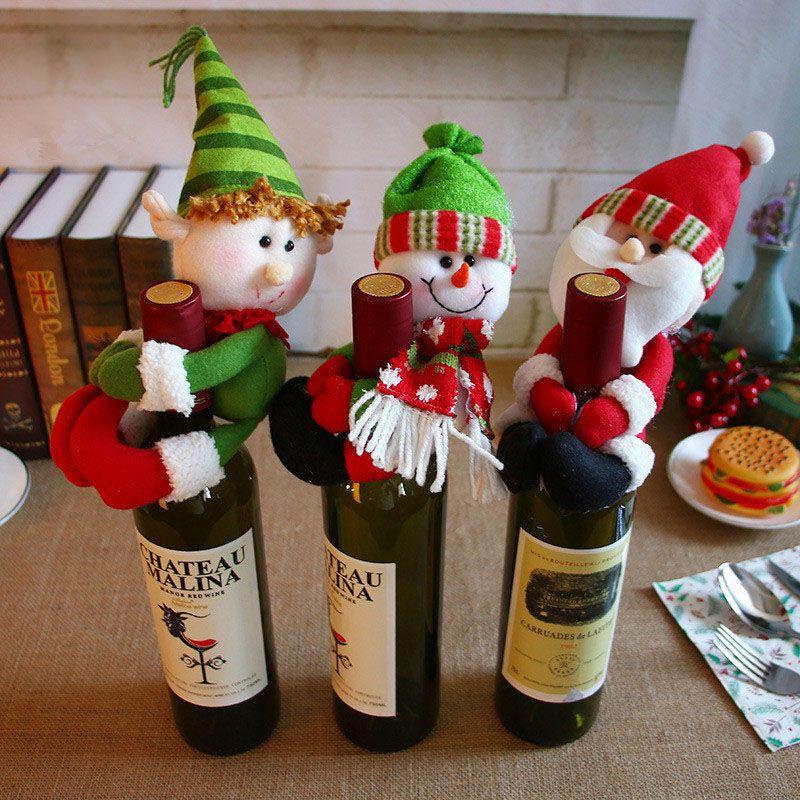 Snowman Christmas Santa Elf Wine Bottle Cover Table Party Decor Xmas Ornaments