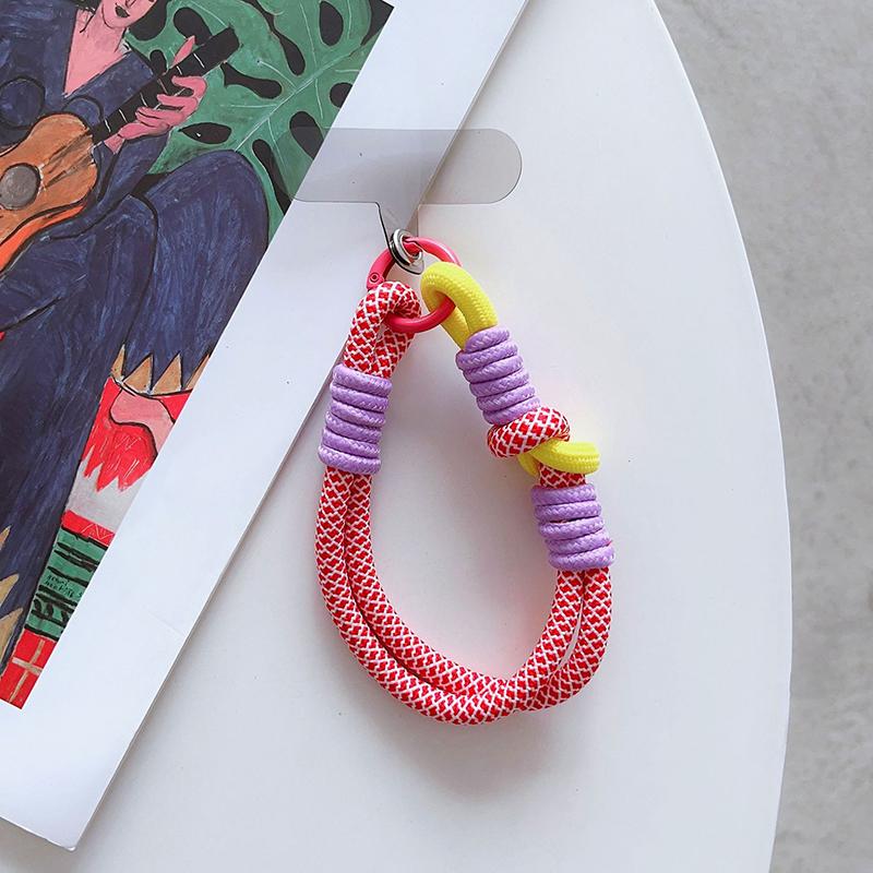 For Ip 15 14 Pro Max Samsung Flip 4 Coloful Rope Chain Korean Mobile Phone Cute Knot Portable Anti-Loss Hand Bracelet Chain