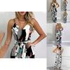 Elegant Multicolor Women Strappy Wide Leg Long Playsuit With V-neck Design