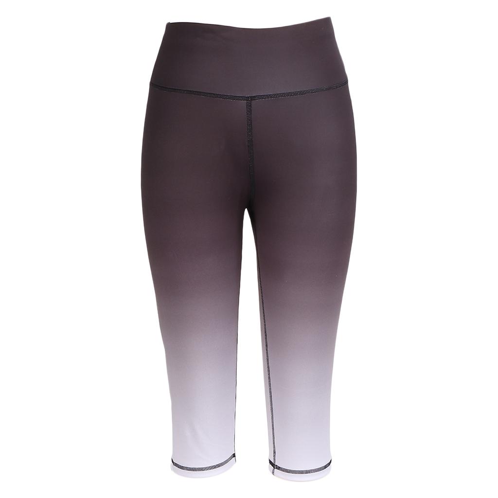 Women High Waist   Pants Gradient Black Buttock Lifting Legs Slimming Fitness Tight Cropped Trousers