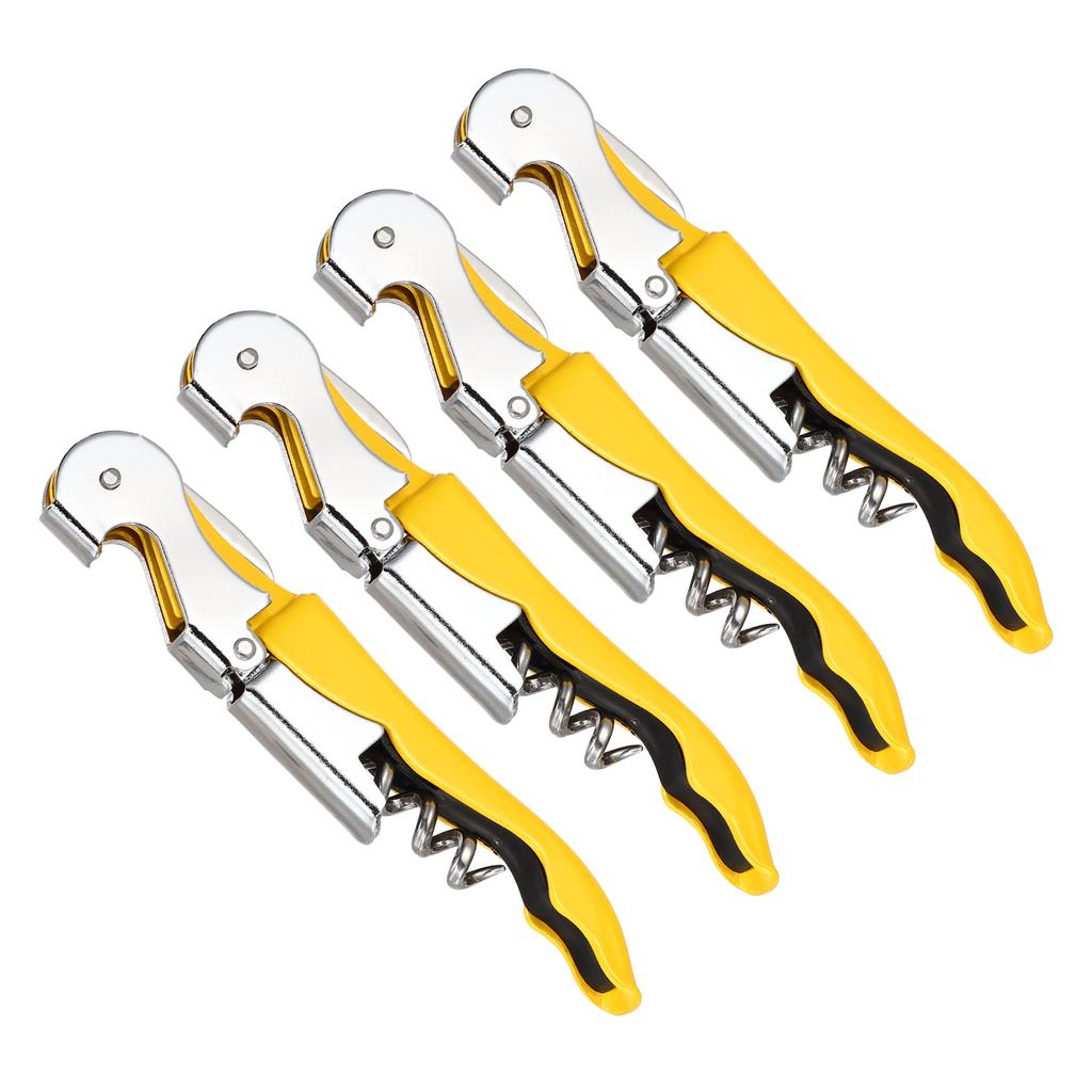 2/4 Stück Professioneller Kellnerkorkenzieher Edelstahl-Weinschlüssel mit ergonomischem Holzgriff Bierflaschenöffner und Folienabschneider