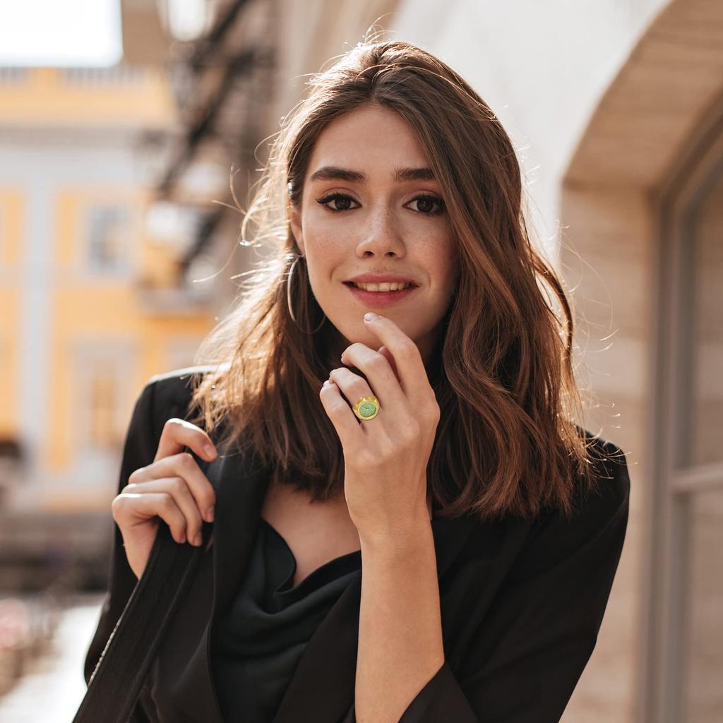 JEWELRYWE Ring Watch Antique Ring Watch white Valentine's Day Gift Ring Watch Free Size Waterproof Women Analog Gold Color Birthday Anniversary
